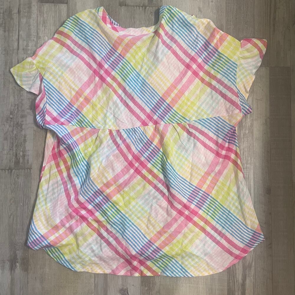 Crown & Ivy Women's Dolman Sleeve Split Neck Plaid Top size Medium - Picture 13 of 13